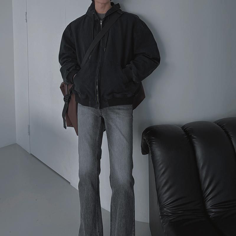 +5cm Grayish Stone Bootcut Denim Pants (336)