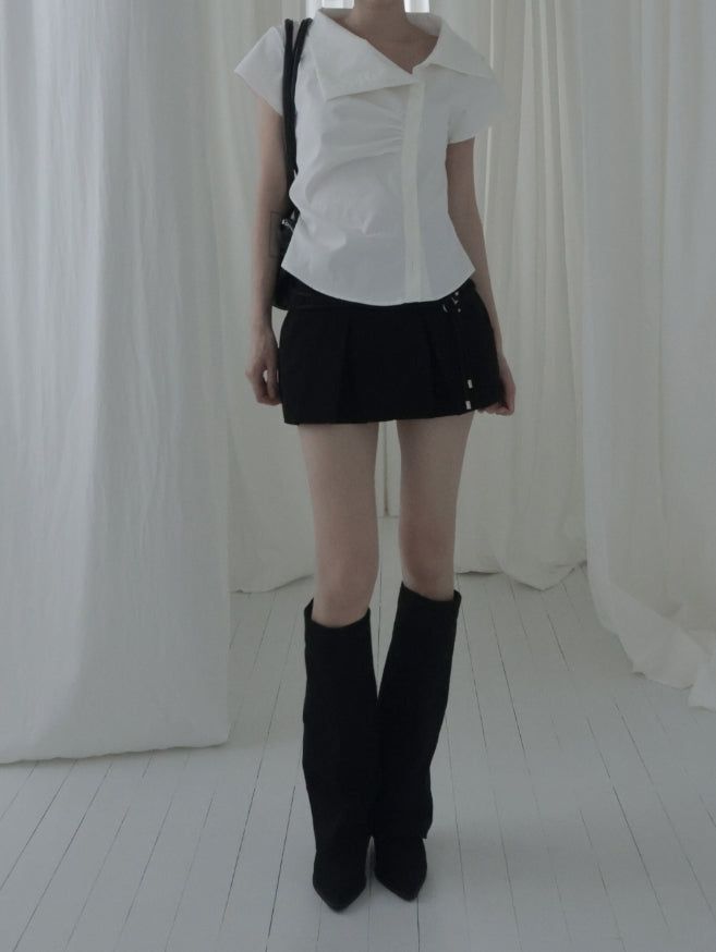 Bowty Pleated Button Skirt Pants