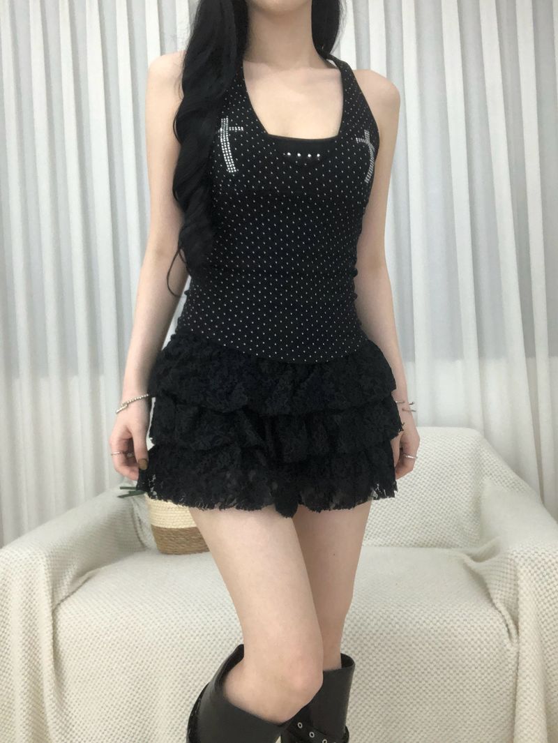 Cubic Cross Dot Halter Top