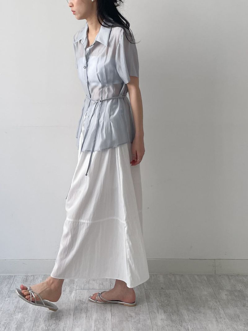 Juicy Nylon Flare Long Skirt