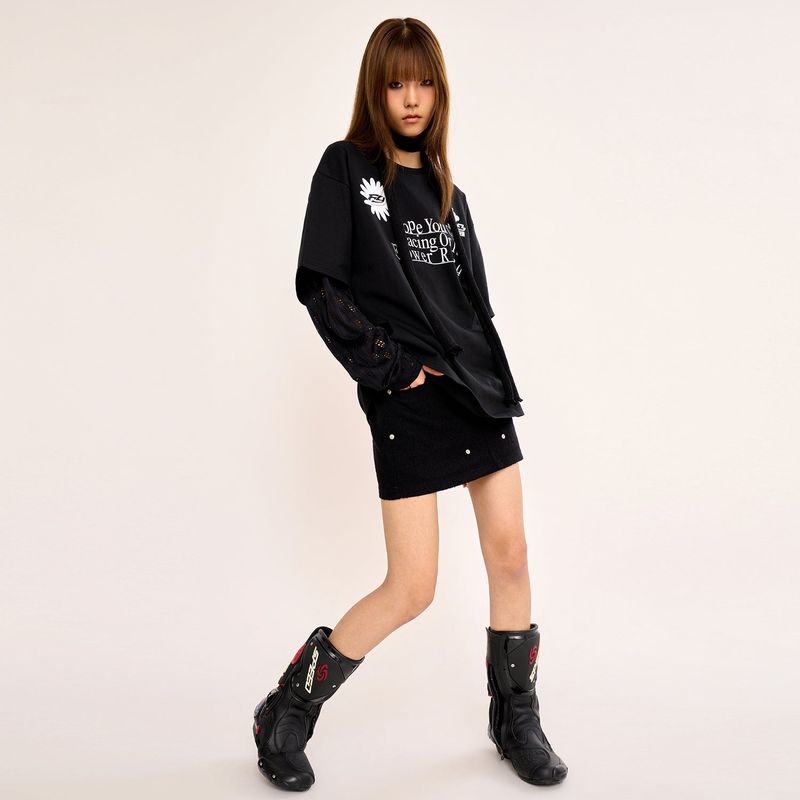 Layered T Shirt - Black