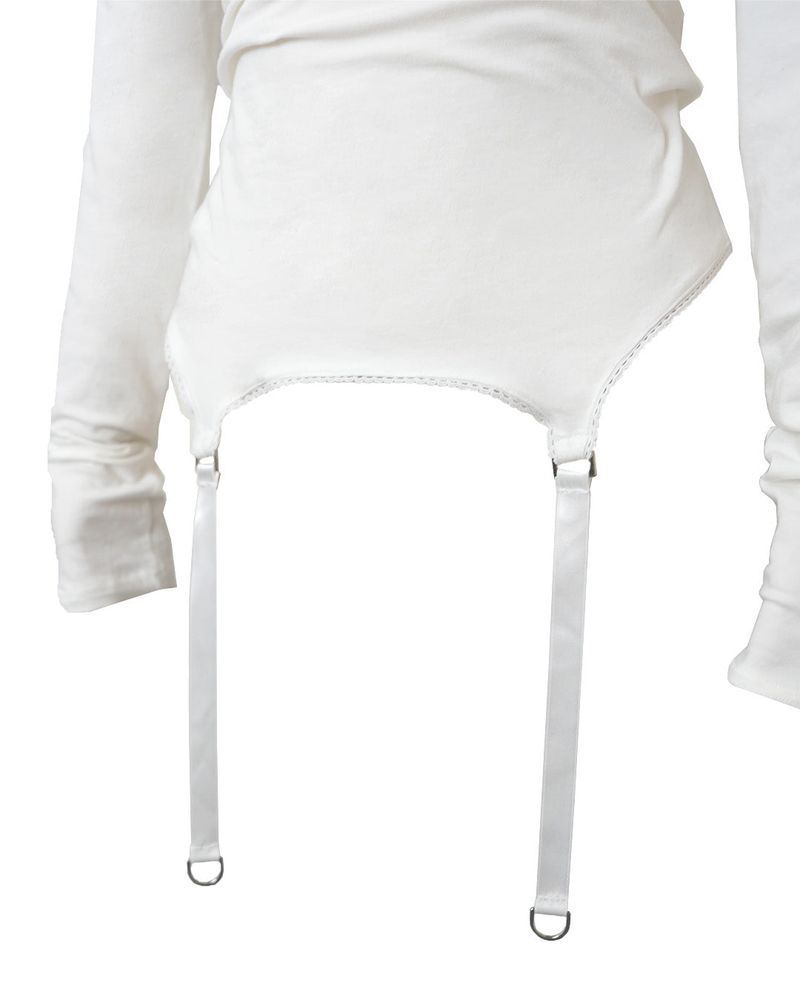 Garter high neck top / white