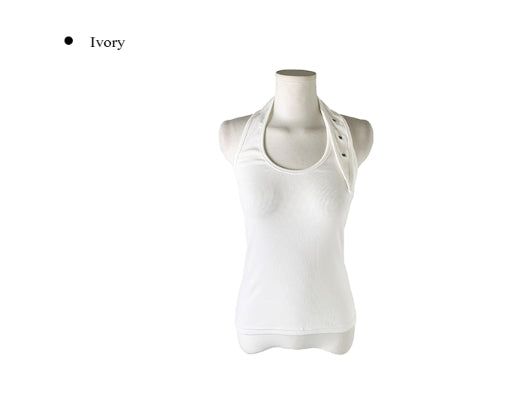 26SS★ [MADE] Pyoli Eyelet Halter Ribbed Sleeveless