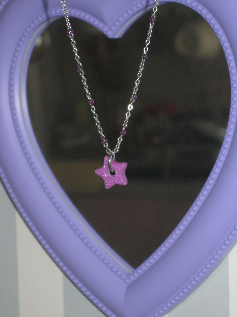 gleaming tiny star necklace [purple]
