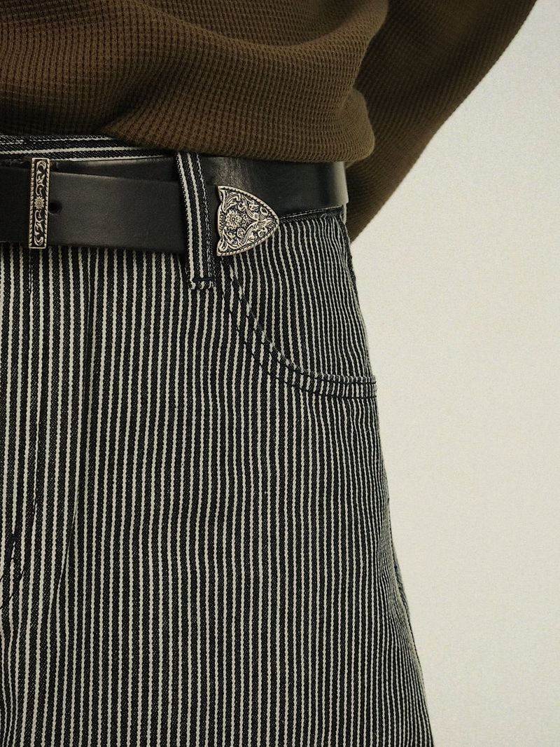 FF Stripe Curved Wide Pants