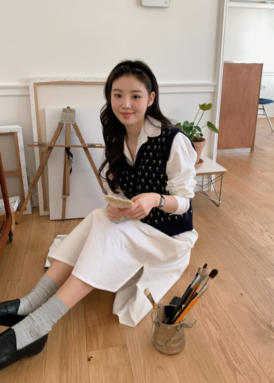 Pure Daily Cotton Shirt Long Dress + String Set (4color)