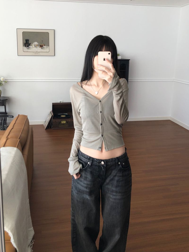 Tencel V-neck cardigan (3 colors)