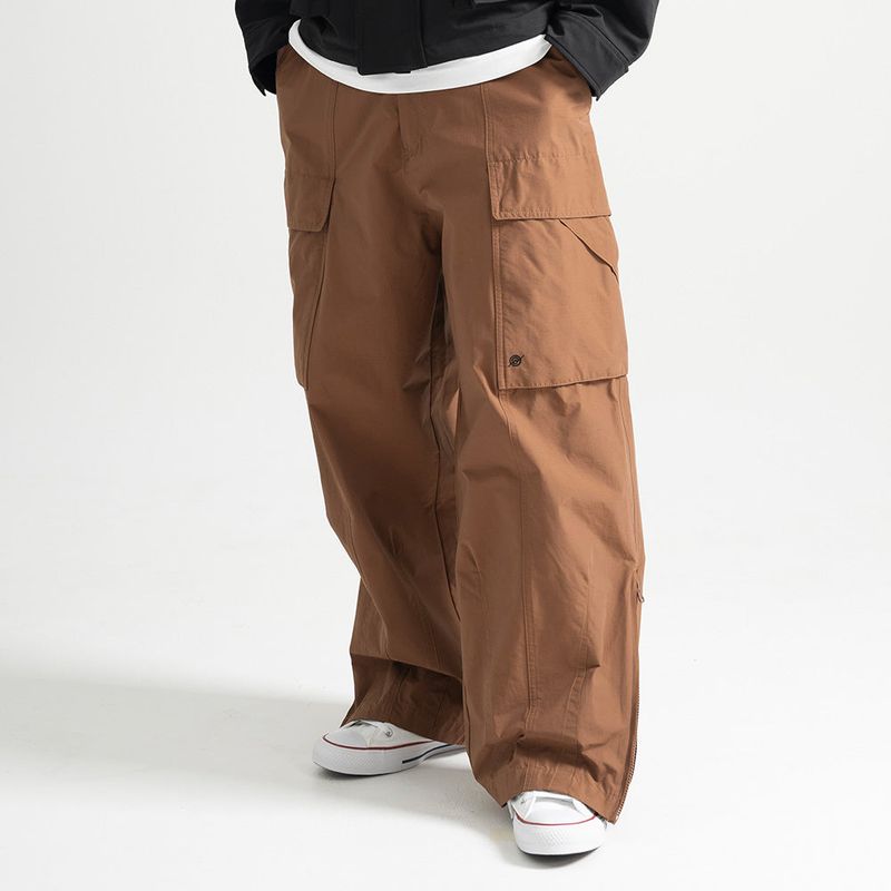 Nylon RIB Wide Pocket Pants - CAMEL
