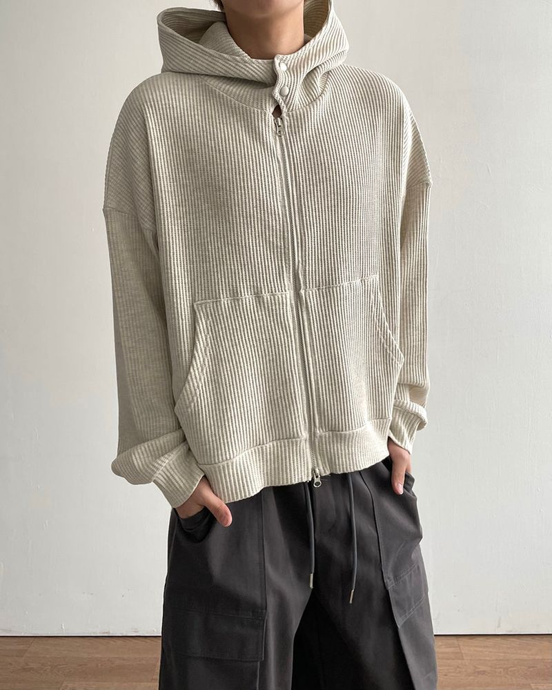 Compack Waffle High Neck Hood Zip-up