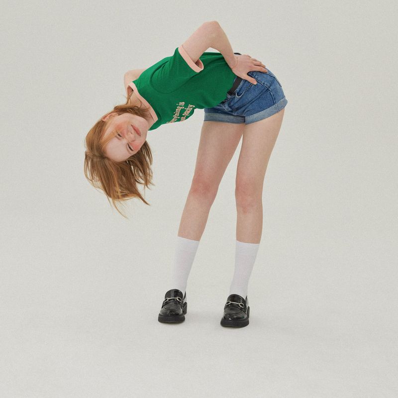 REGULAR FIT TWO TONE PRINT T-SHIRT_GREEN