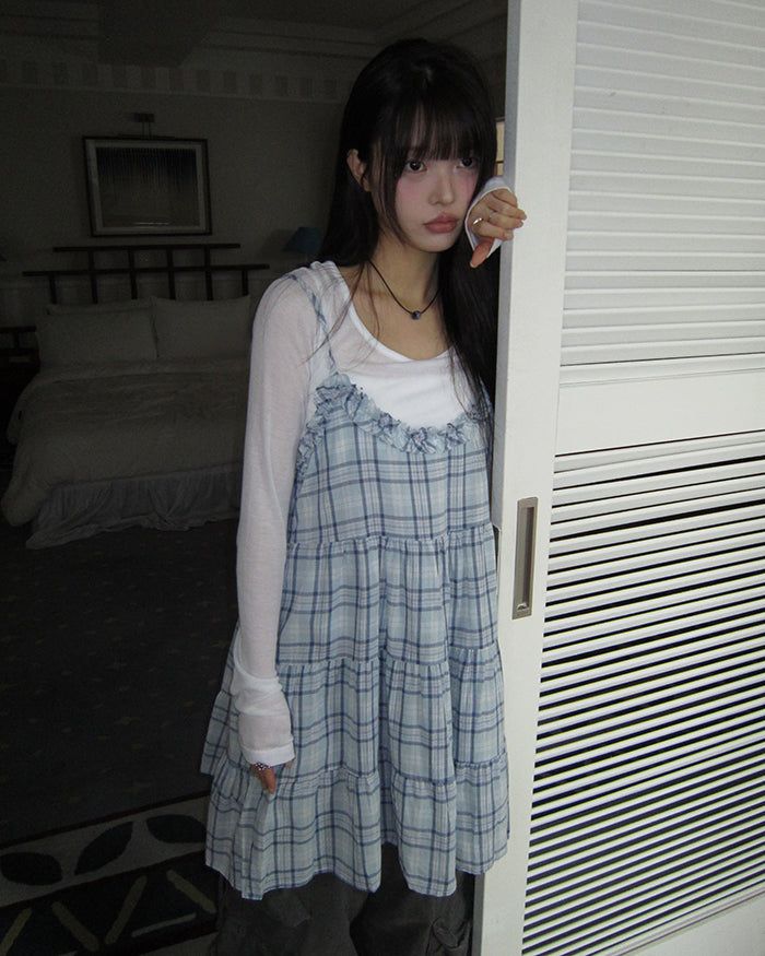 WONDER WONDER（ワンダーワンダー）の「Aera Frill Check Sleeveless Dress（Dresses）」