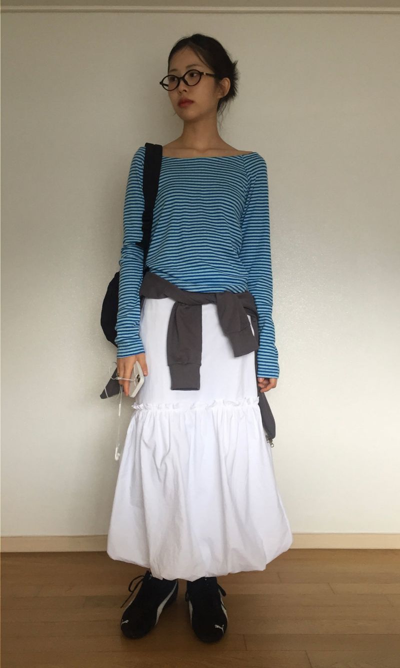 pumpkin nylon long skirt