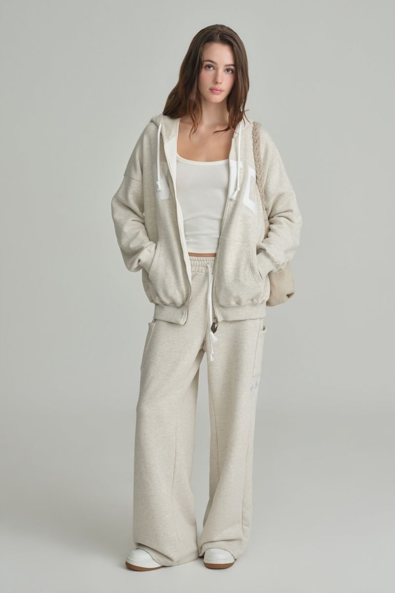 NYC hooded zip-up, Light Melange