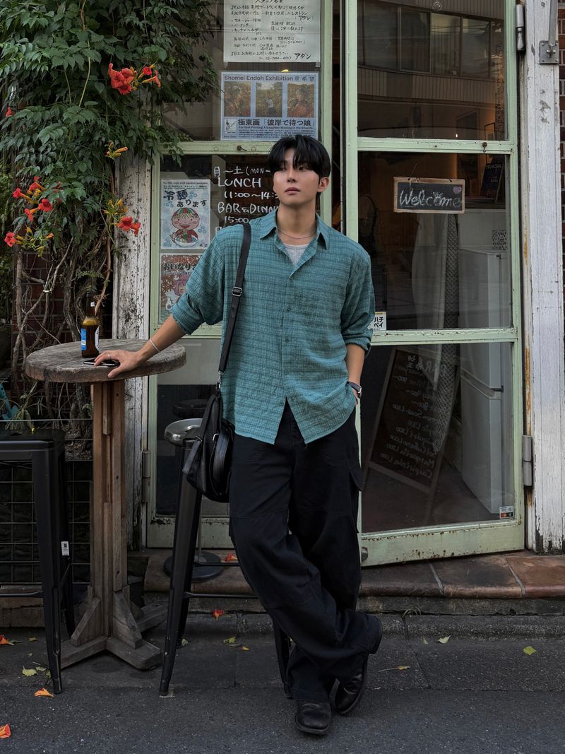 Suede check shirt