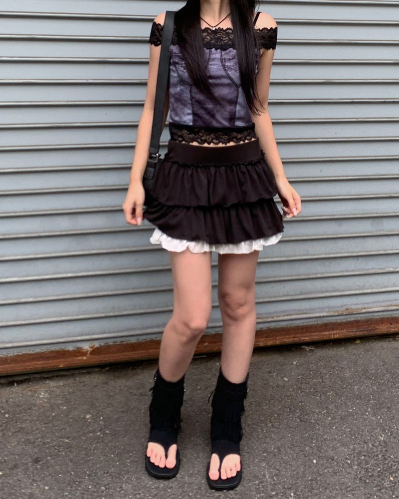 Lace layered cancan skirt