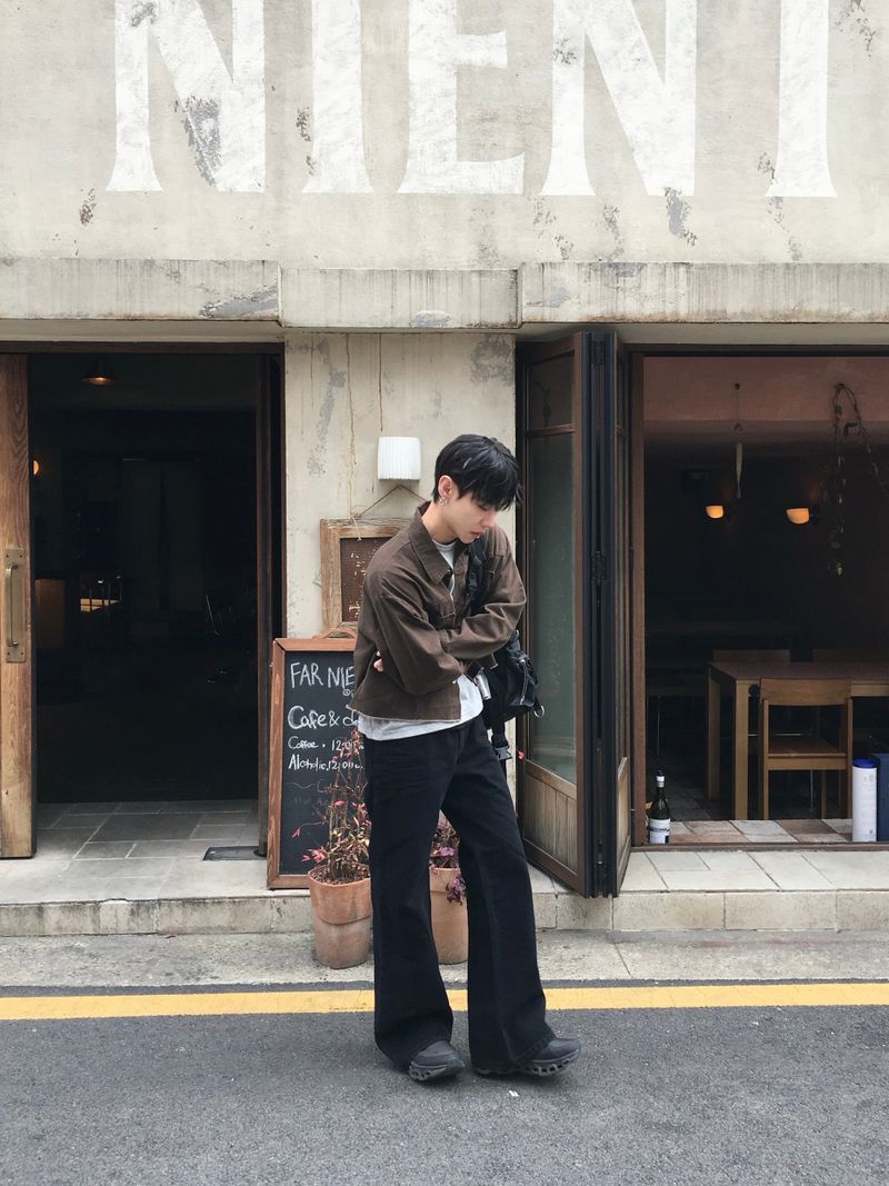 Bones black embo flare denim pants