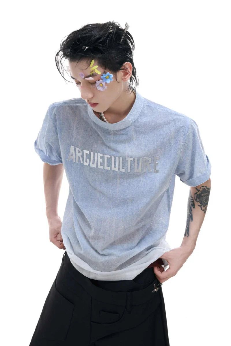 Ombre Denim Look Boxy Tee