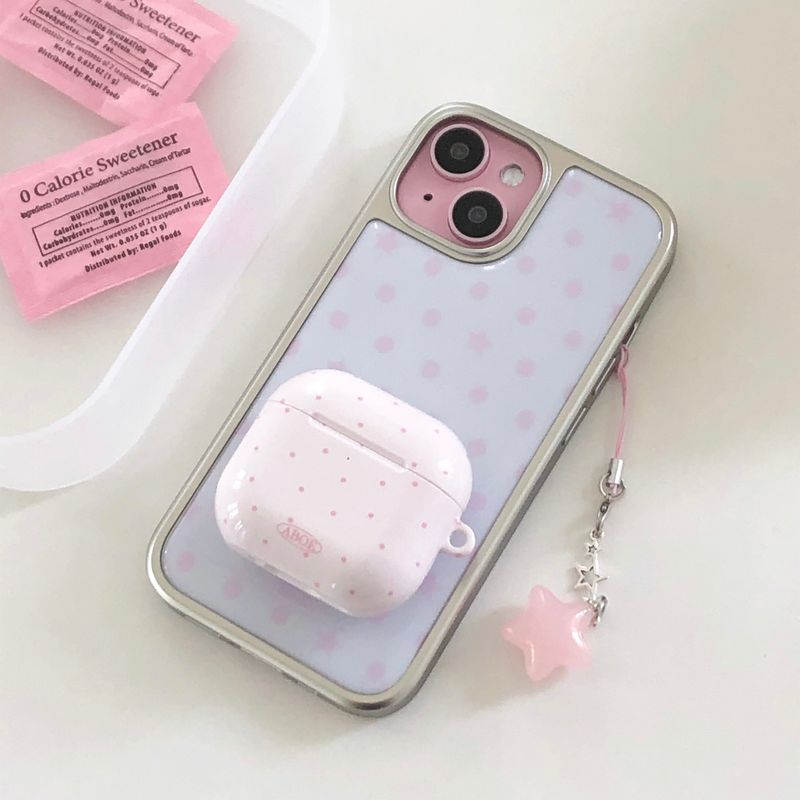 PINK DOT&STAR Silver Epoxy Case