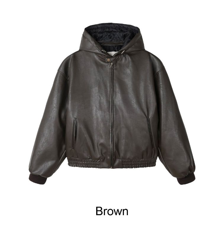 DL Leather Hooded Jumper (4oz)