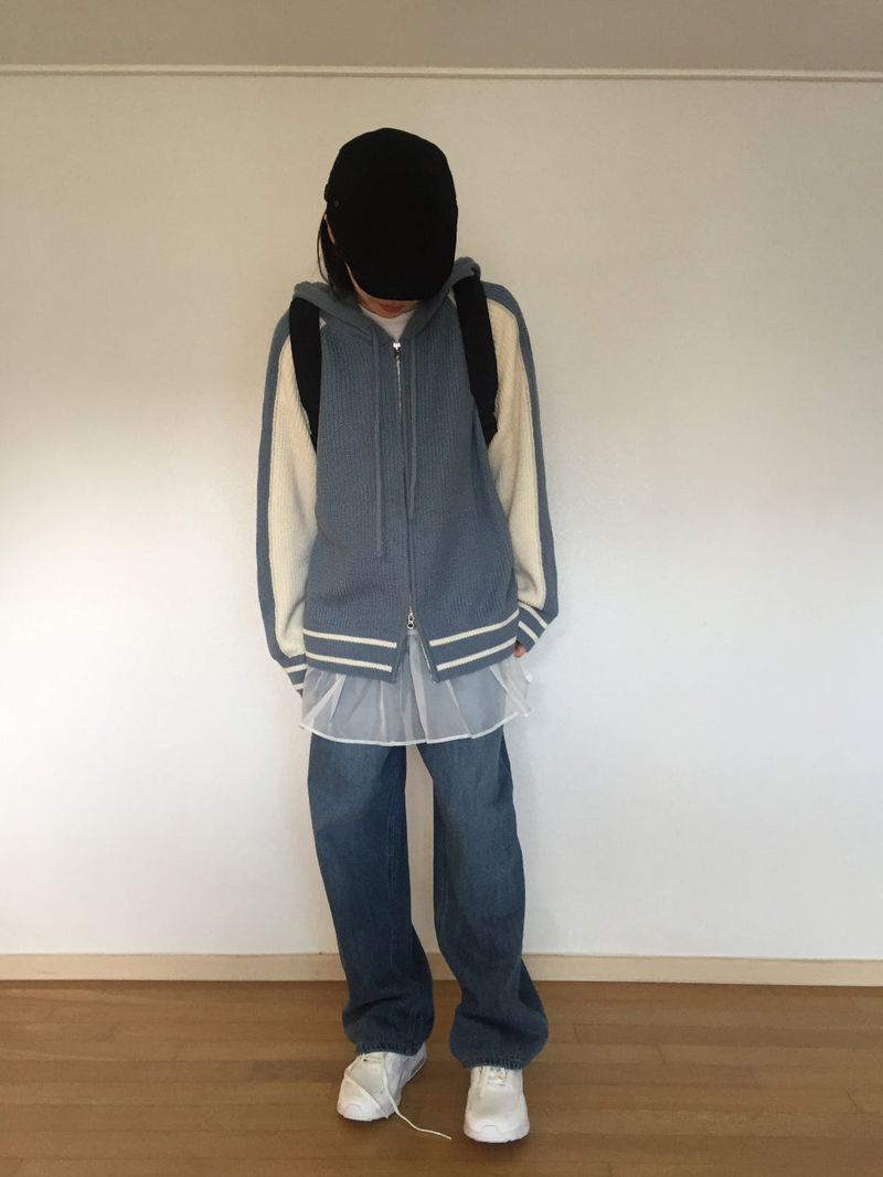 Coloring Hooded Zip-Up Knitwear (4 colors)