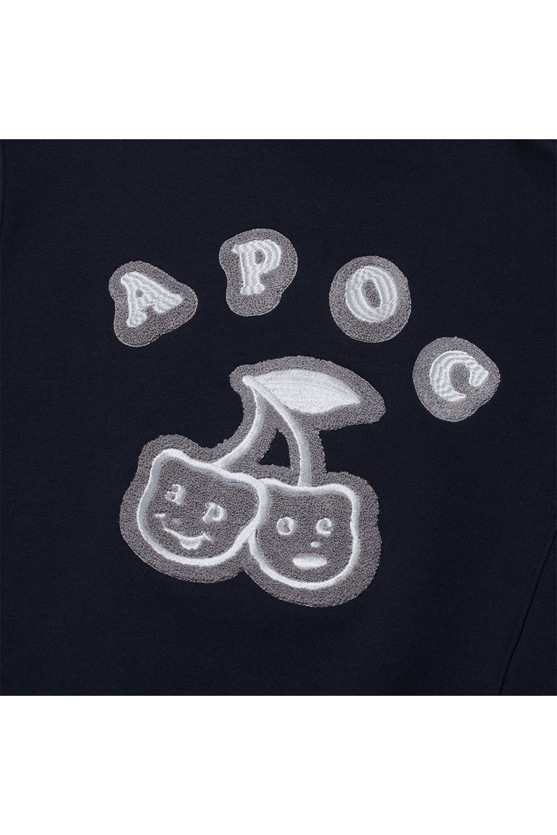Cherry Bear Half Zipup Crewneck_Navy
