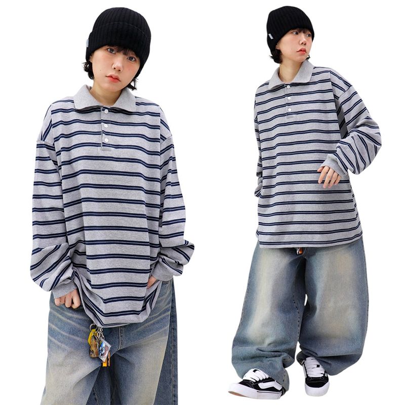 Oversized Vintage Collar Long Sleeve Tee