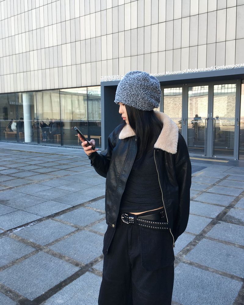 Vintage fur leather jacket