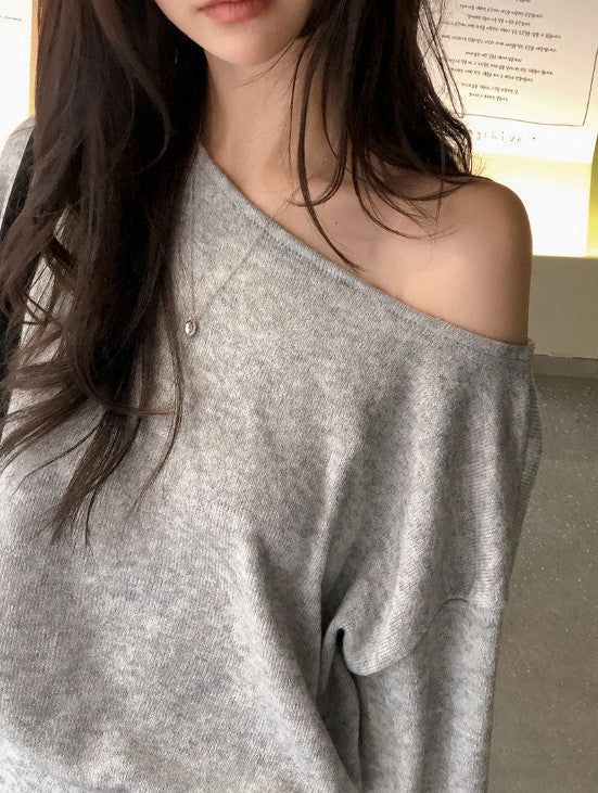 2WAY Button Slit One Shoulder Knit (3color)