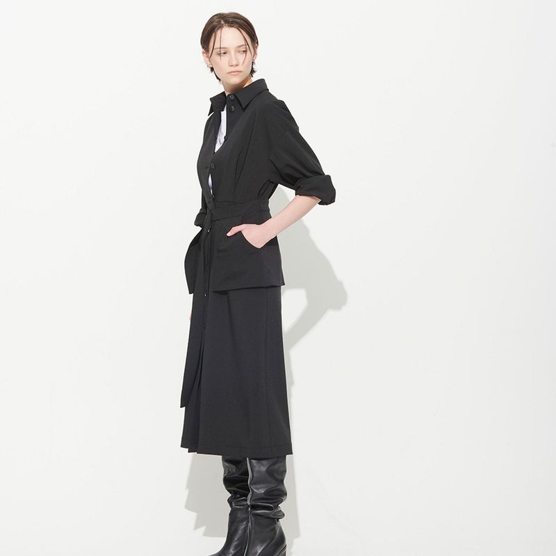  POCKET BELTED DRESS, BLACK