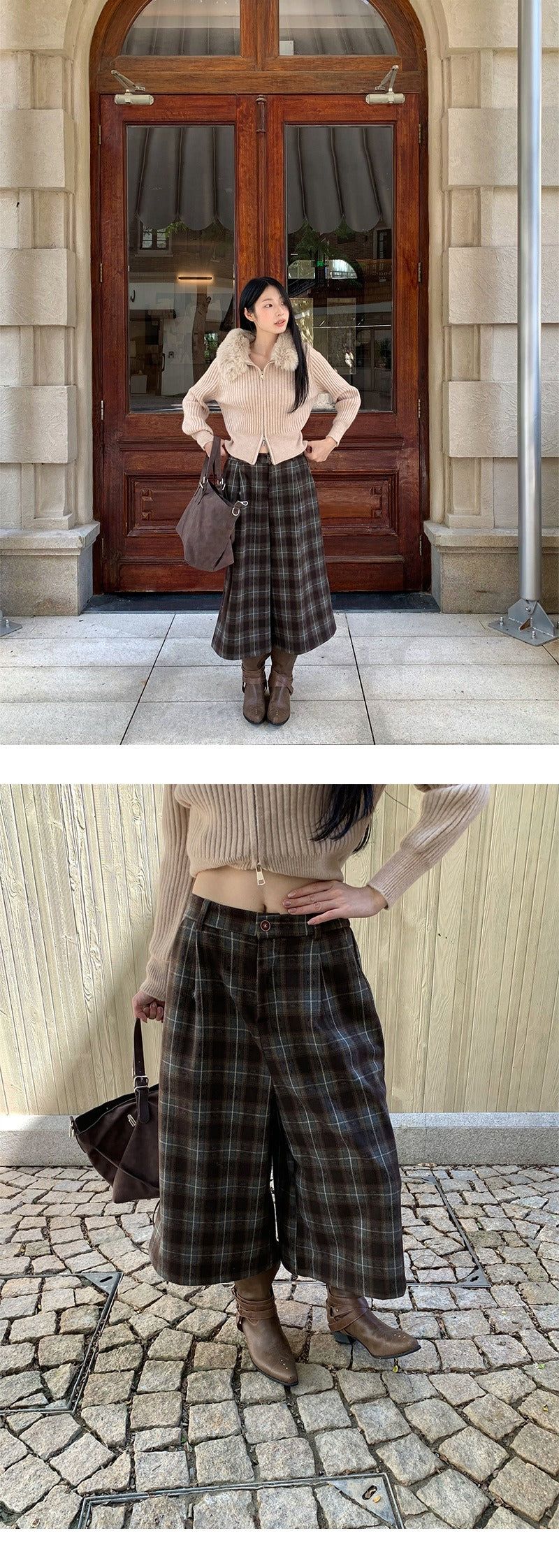 Fred Checkered Wool Capri Bermuda Pants