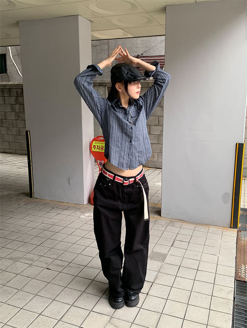 STUD FLAP COTTON JEANS