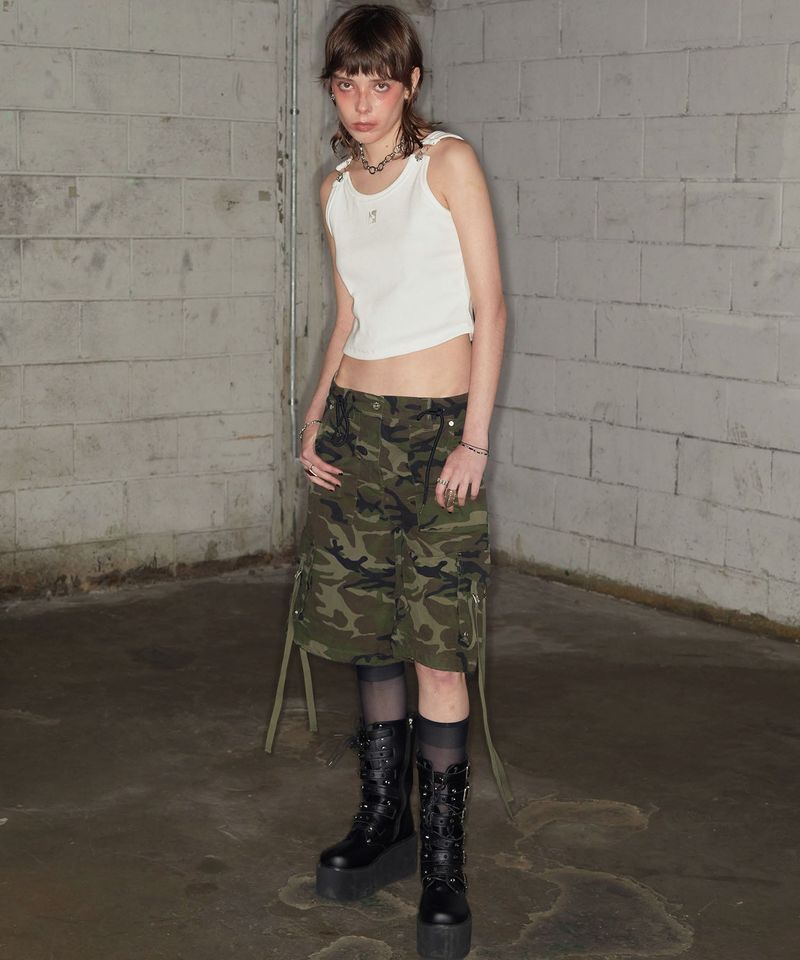 Folded Low-rise Multi Cargo Bermuda Pants (CAMO)