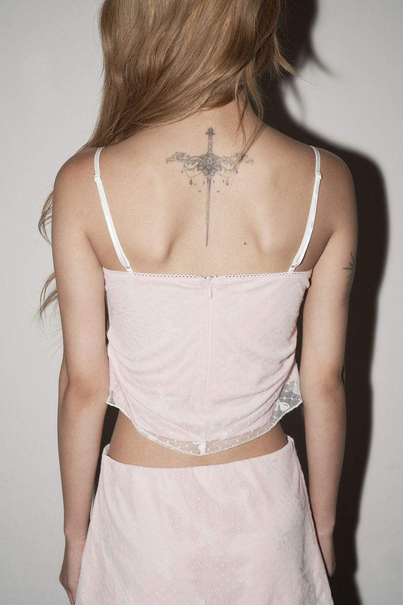 ribbon lace top - ivory