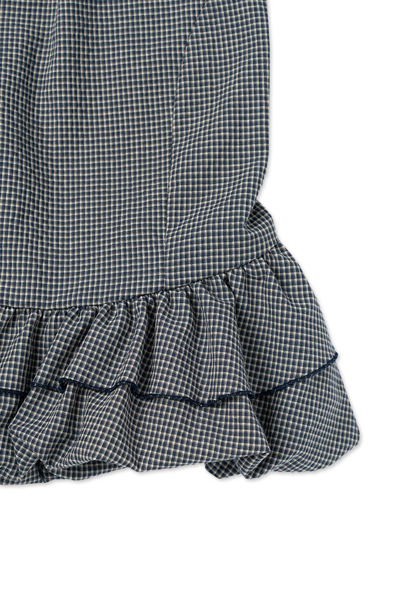 Gingham halter blouse_navy