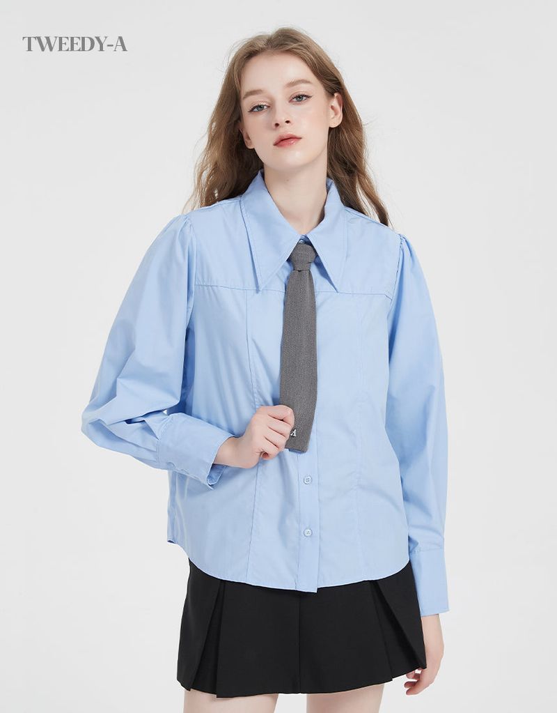 Basic Oxford Tie Shirt BLUE
