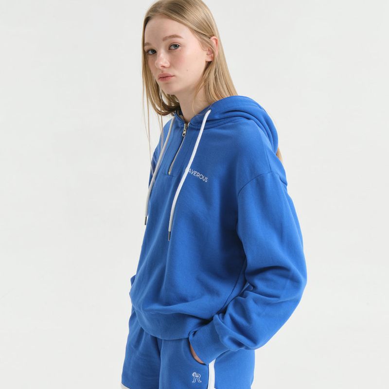 Half Zip-up Hoodie Sweatshirts Blue