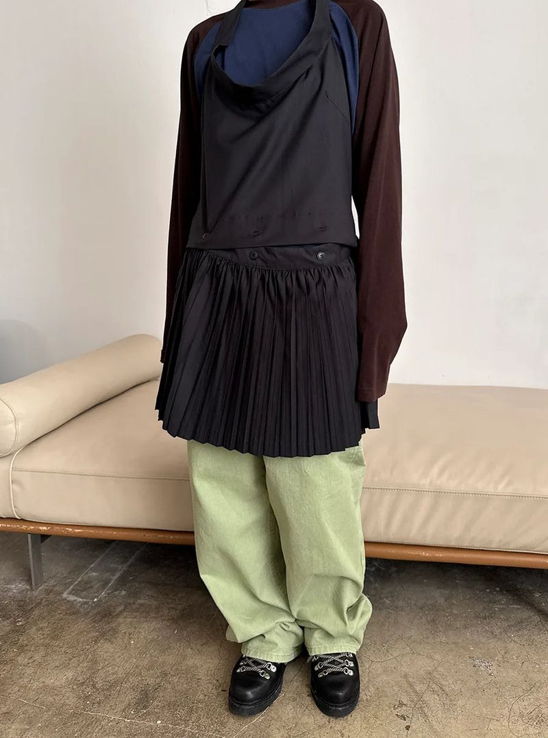 halter pleats layered dress