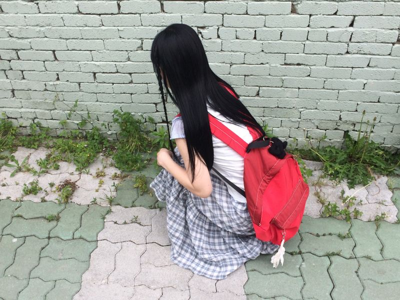 vintage two-tone backpack