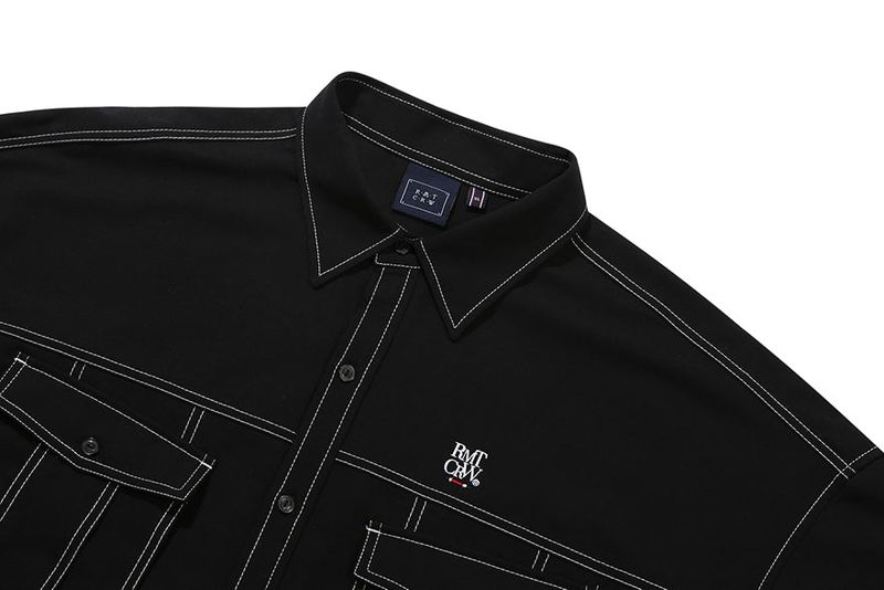 TWO POCKET STITCH SHIRT_BLACK