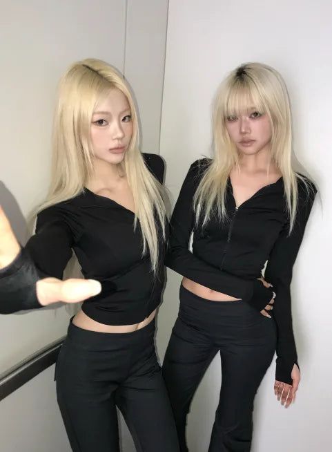 Waist Flared Pants - Deep Black