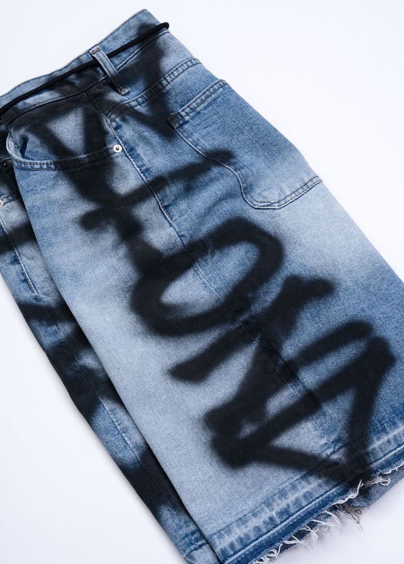 BBD Side Sprayed Custom Denim Shorts (Blue)