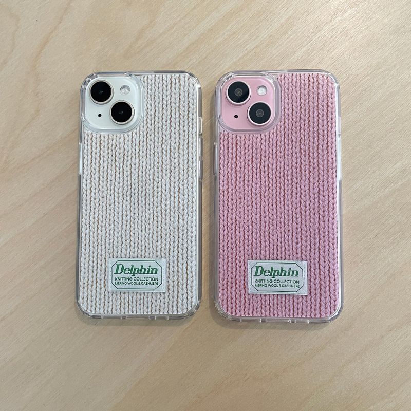 LABEL KNIT HARD JELL CASE_IVORY
