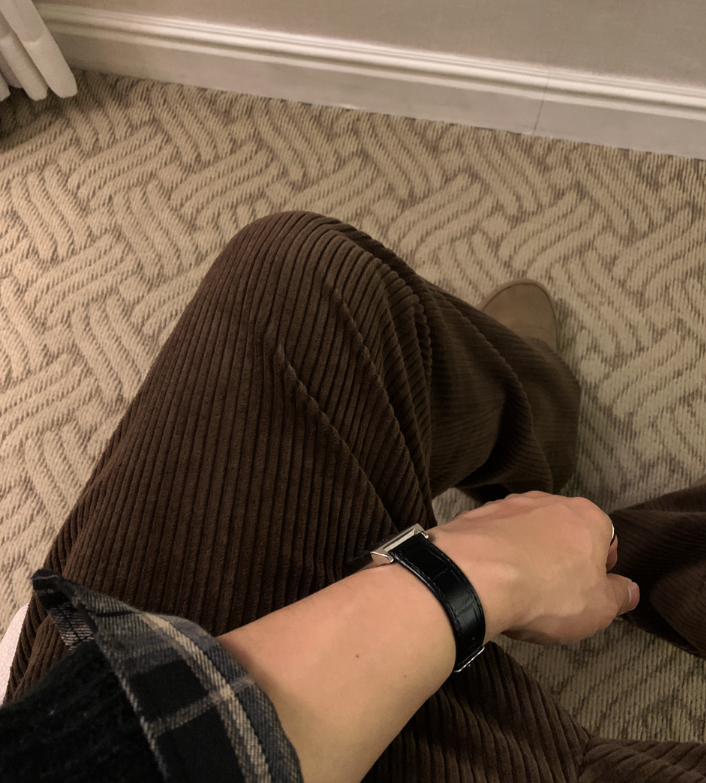Defaced Late Back Banding Corduroy Wide Pants