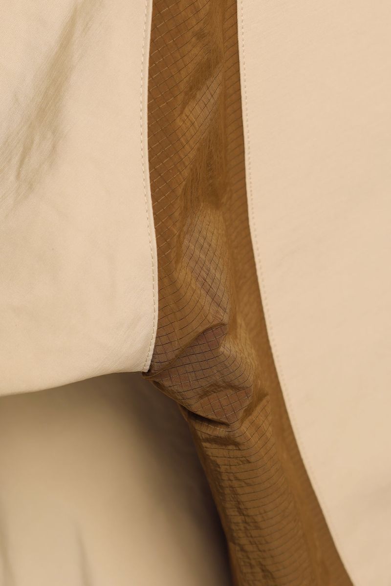 ASYMMETRIC WAVE ZIPPED JACKET-ECRU BROWN