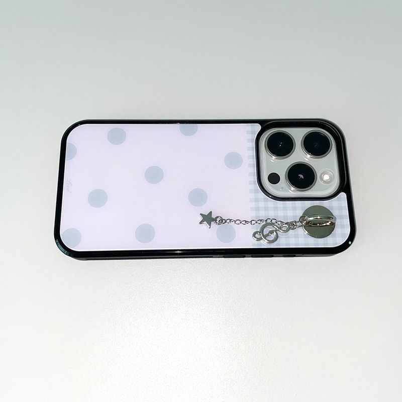 [MADE] [+MagSafe] DOT PATCH PHONE CASE PINK (glass black bumper)