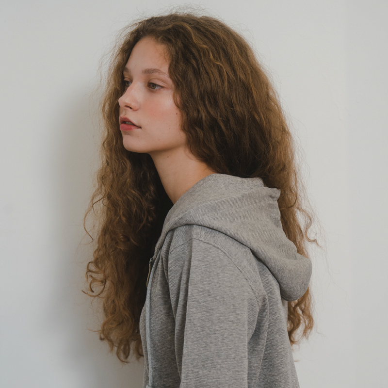 Waffle Hoodie Zipup (GREY)