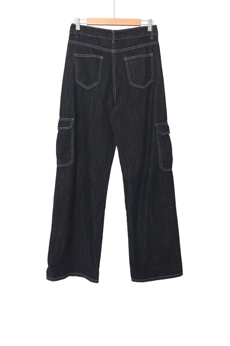 non-faded cargo denim pants