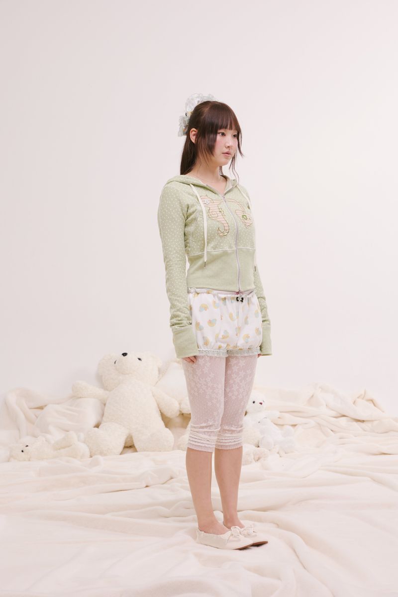 star mesh leggings cream