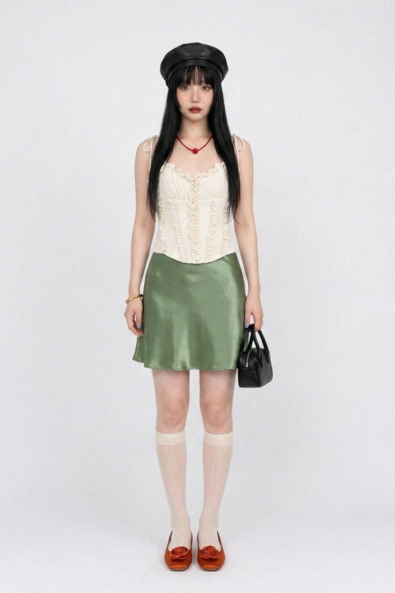 SATIN A-LINE MINI SKIRT (5COLORS!)