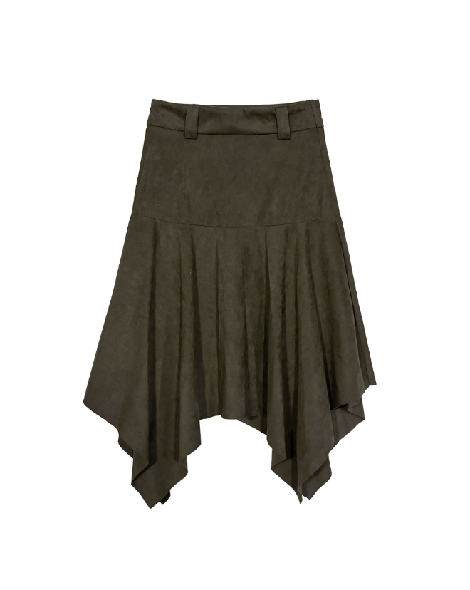brondy matte suede asymmetric sk